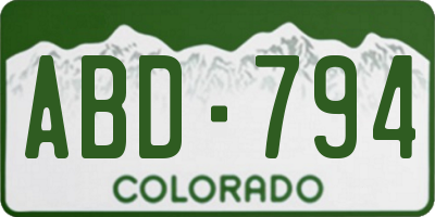 CO license plate ABD794