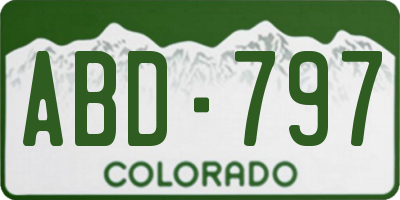 CO license plate ABD797