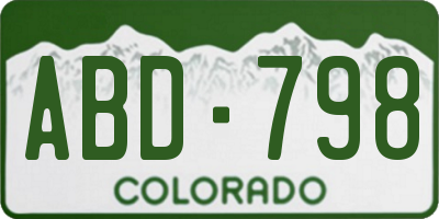 CO license plate ABD798