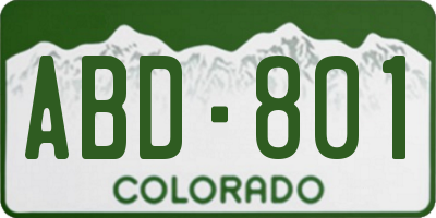 CO license plate ABD801