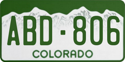 CO license plate ABD806