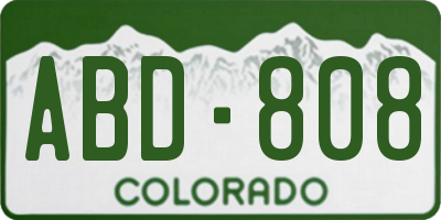 CO license plate ABD808
