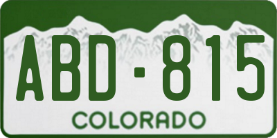 CO license plate ABD815