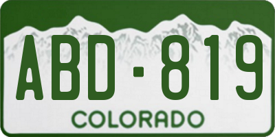 CO license plate ABD819