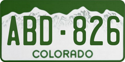 CO license plate ABD826