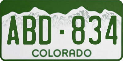 CO license plate ABD834