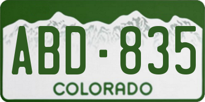 CO license plate ABD835