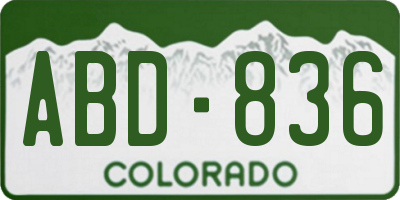 CO license plate ABD836