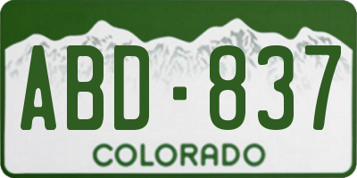 CO license plate ABD837
