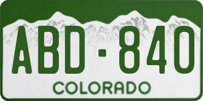 CO license plate ABD840