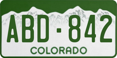 CO license plate ABD842