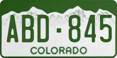 CO license plate ABD845