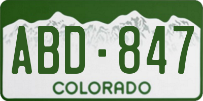 CO license plate ABD847