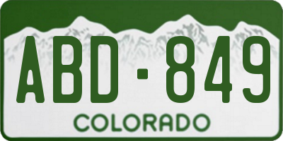 CO license plate ABD849