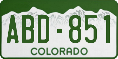 CO license plate ABD851