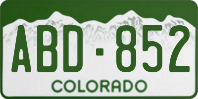 CO license plate ABD852
