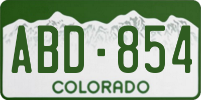 CO license plate ABD854