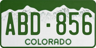 CO license plate ABD856