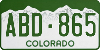 CO license plate ABD865