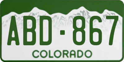 CO license plate ABD867