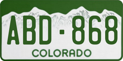 CO license plate ABD868