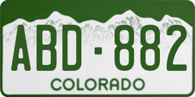 CO license plate ABD882