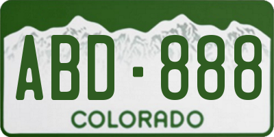 CO license plate ABD888