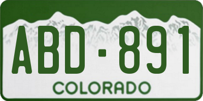 CO license plate ABD891