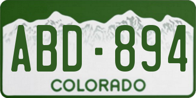 CO license plate ABD894