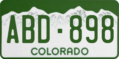 CO license plate ABD898