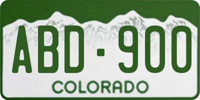 CO license plate ABD900