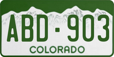 CO license plate ABD903