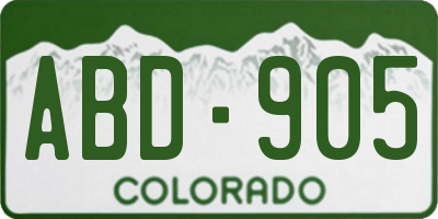 CO license plate ABD905