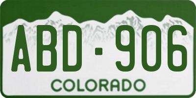 CO license plate ABD906