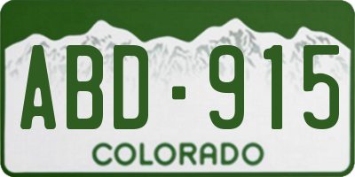 CO license plate ABD915