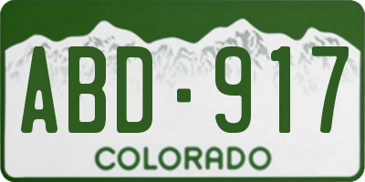 CO license plate ABD917