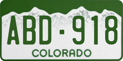 CO license plate ABD918