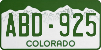 CO license plate ABD925