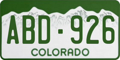 CO license plate ABD926