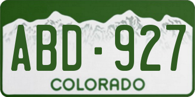 CO license plate ABD927