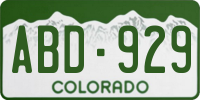 CO license plate ABD929