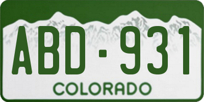 CO license plate ABD931