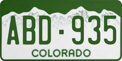 CO license plate ABD935