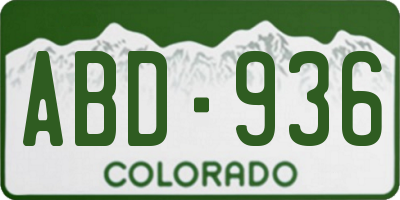 CO license plate ABD936