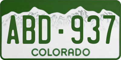 CO license plate ABD937