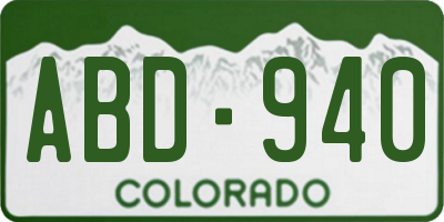 CO license plate ABD940