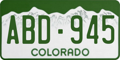 CO license plate ABD945