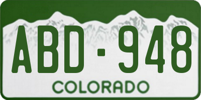CO license plate ABD948