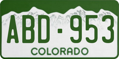 CO license plate ABD953