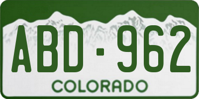 CO license plate ABD962